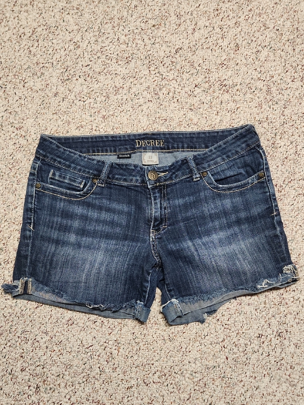 Decree Women's Indigo Washed Denim Cutoff Shorts